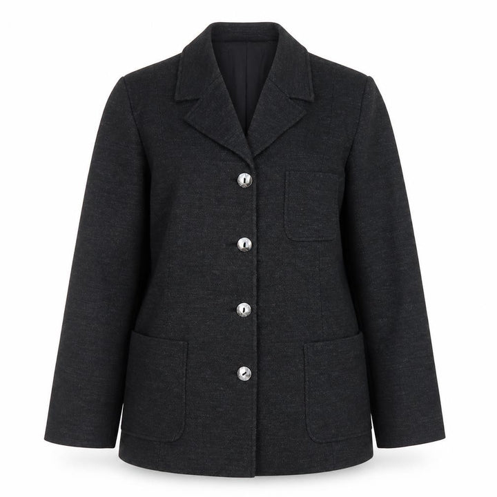 Wallis Women Black Wool Blend Blazer Jacket Size 12 Classic Mid-Length