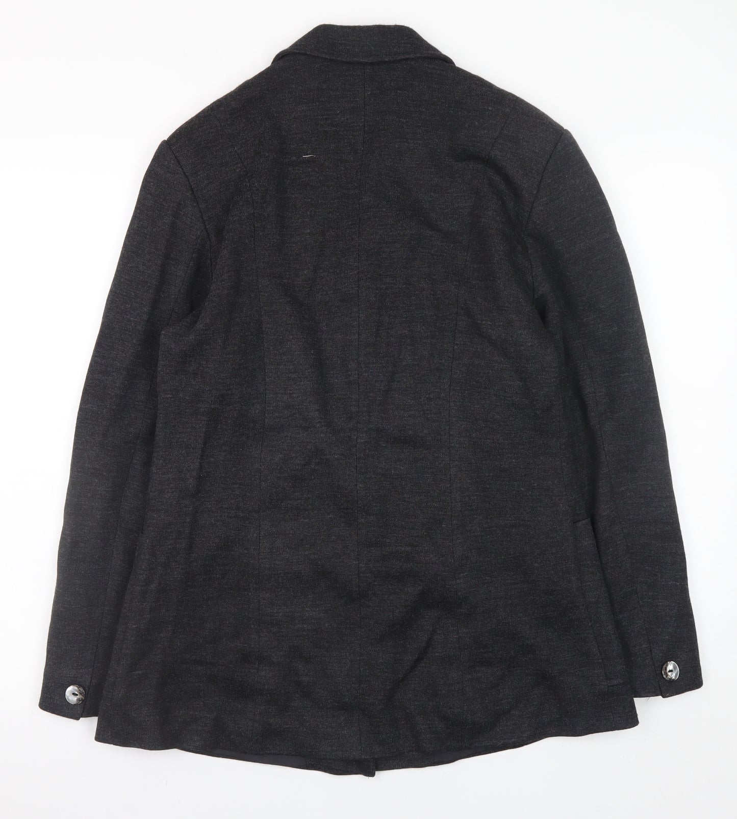 Wallis Women Black Wool Blend Blazer Jacket Size 12 Classic Mid-Length