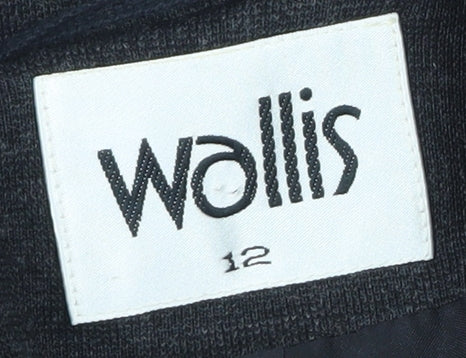 Wallis Women Black Wool Blend Blazer Jacket Size 12 Classic Mid-Length