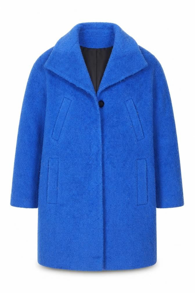 Front view of Marks & Spencer Women’s Blue Wool Blend Mid-Length Overcoat, size UK 12