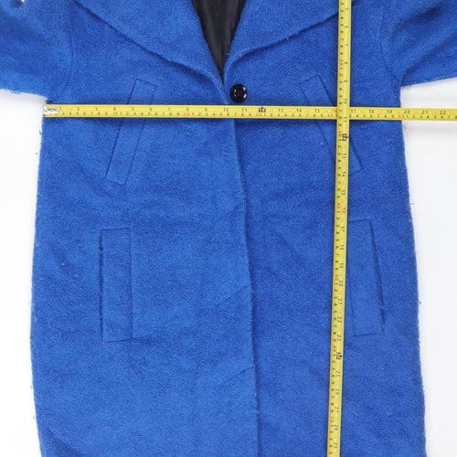 Marks and Spencer Women’s Blue Wool Blend Mid-Length Overcoat Size 12