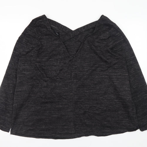 Dorothy Perkins Womens Black V-Neck Long Sleeve Jersey Blouse UK 20