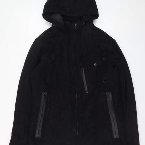 Brave Soul Men's Black Hooded Soft Shell Jacket Size L Regular Fit