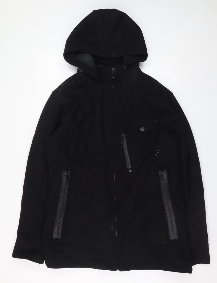 Brave Soul Men's Black Hooded Soft Shell Jacket Size L Regular Fit
