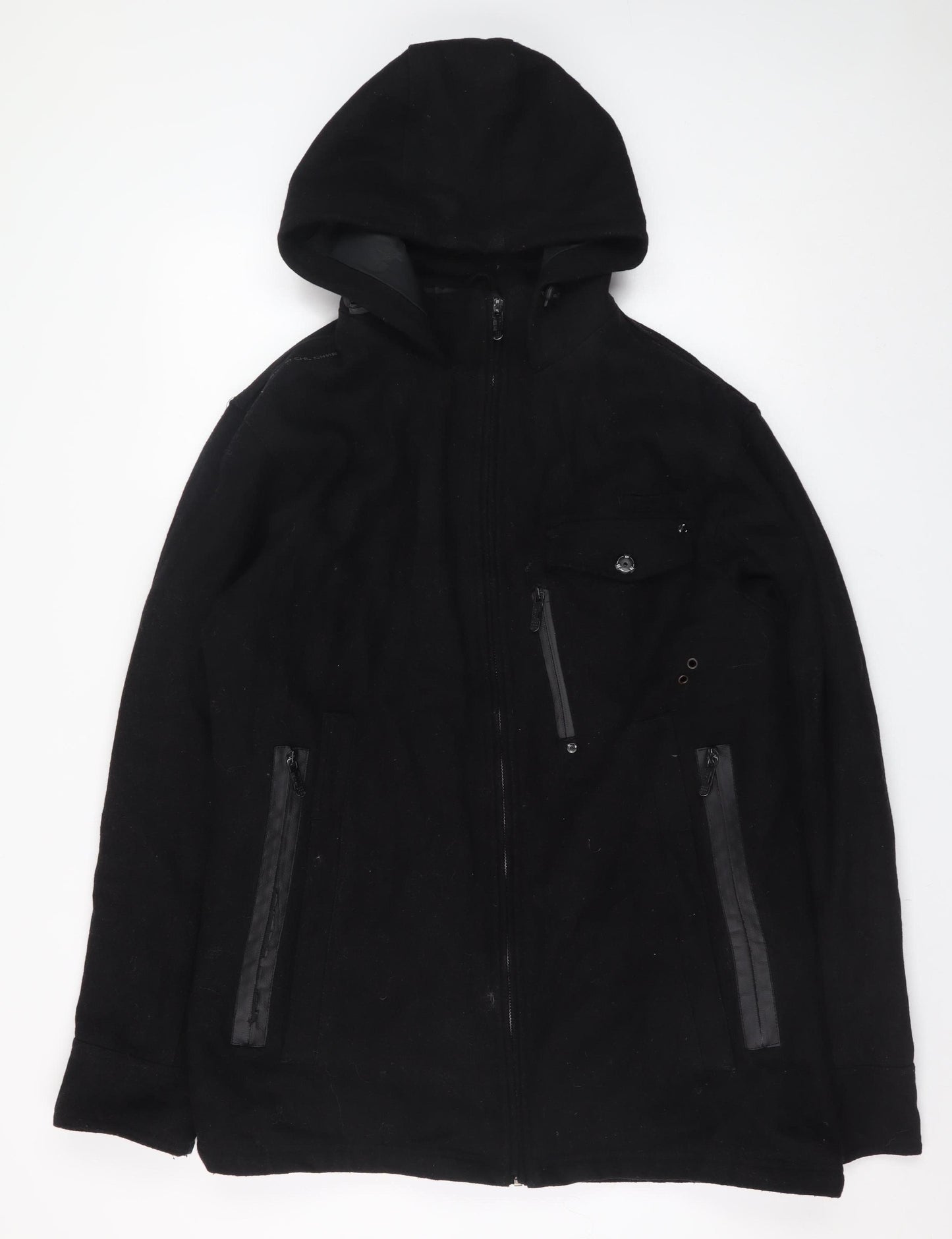 Brave Soul Men's Black Hooded Soft Shell Jacket Size L Regular Fit