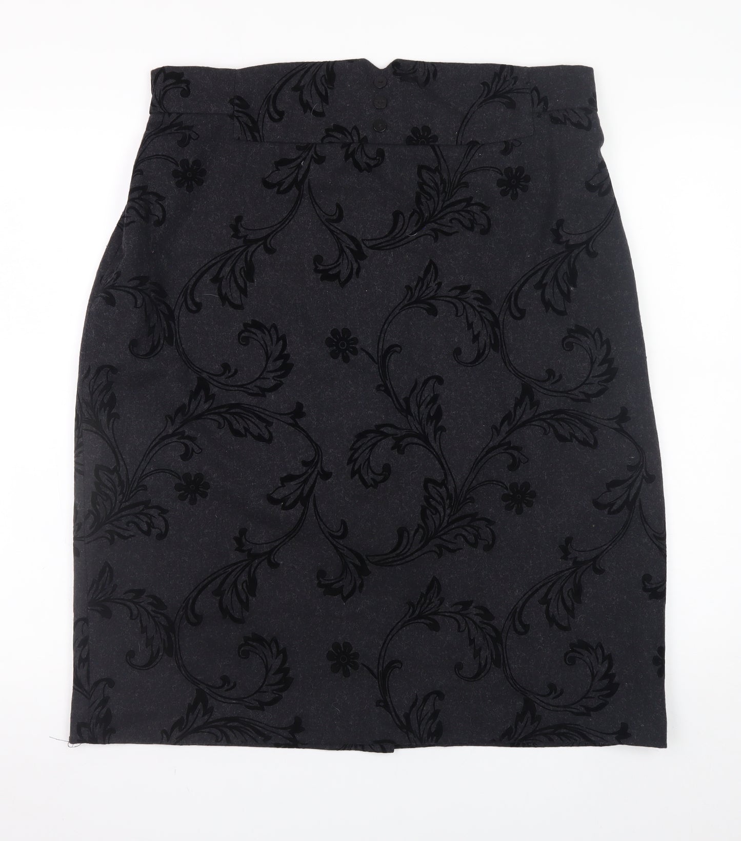 Roman Originals Women Black Size 18 Straight Pencil Wool Blend Midi Skirt