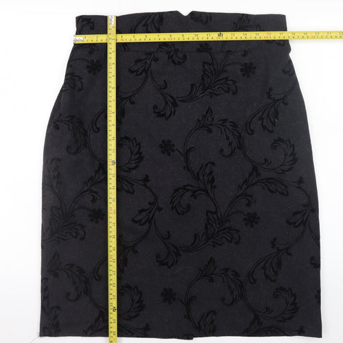 Roman Originals Women Black Size 18 Straight Pencil Wool Blend Midi Skirt