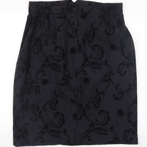 Roman Originals Women Black Size 18 Straight Pencil Wool Blend Midi Skirt