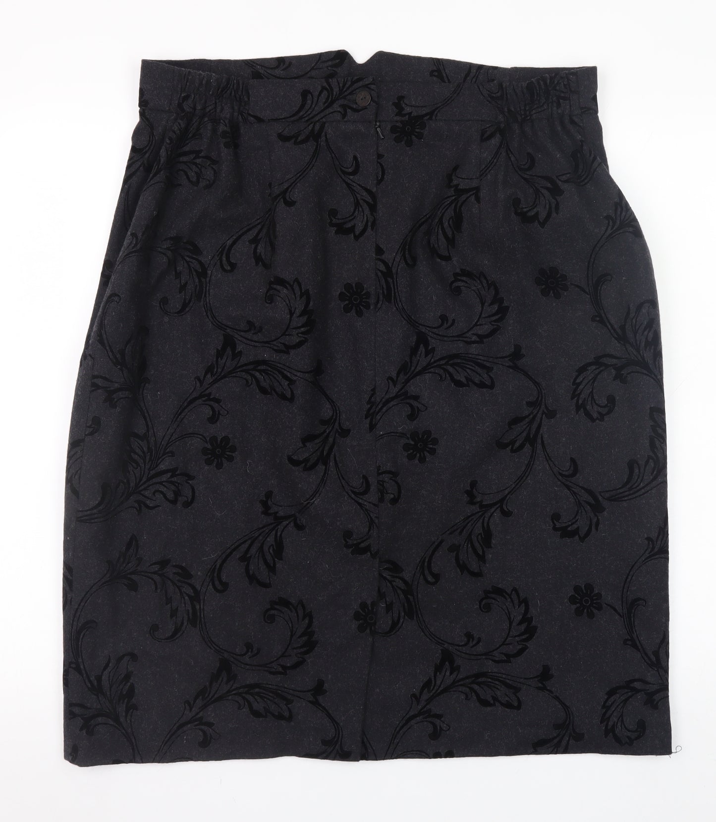Roman Originals Women Black Size 18 Straight Pencil Wool Blend Midi Skirt