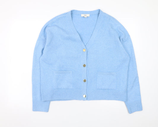 Marks and Spencer Womens Blue V-Neck Button Cardigan M