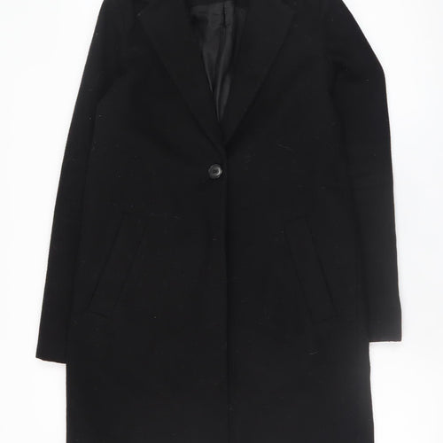 River Island Women’s Black Wool Blend Long Overcoat Size 6