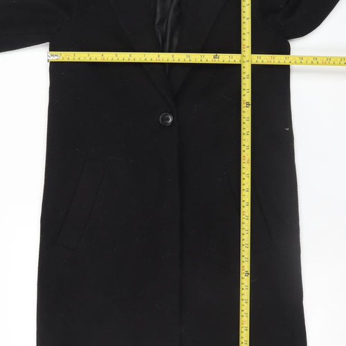 River Island Women’s Black Wool Blend Long Overcoat Size 6