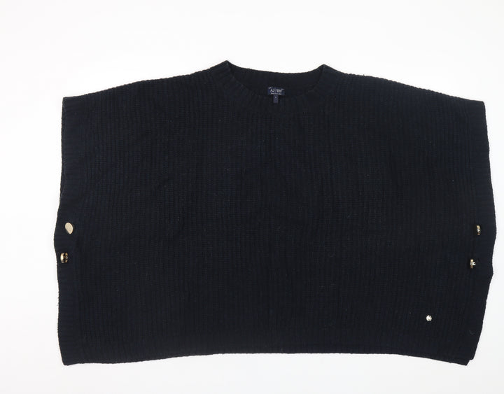 Armani Jeans Women's Black Wool Blend Cape Jumper L