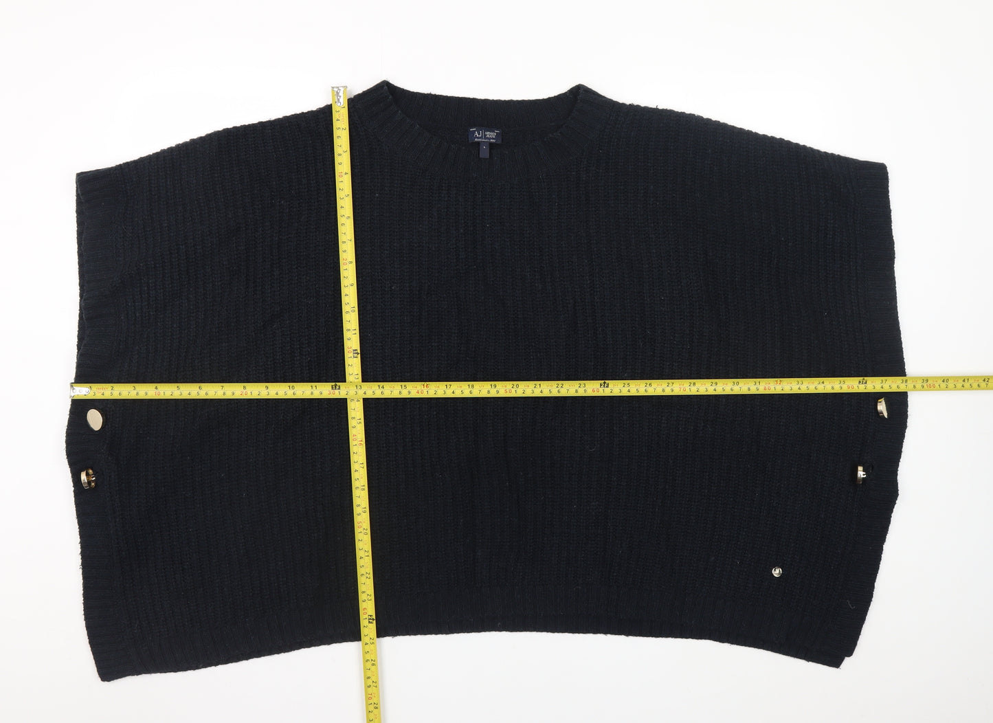 Armani Jeans Women's Black Wool Blend Cape Jumper L