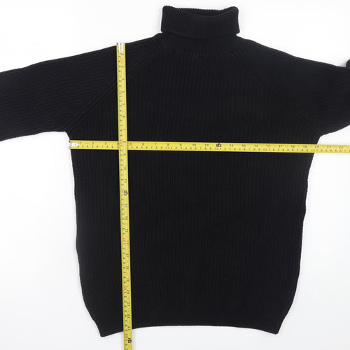 Zara Men Black Wool Roll Neck Chunky Knit Jumper Size L