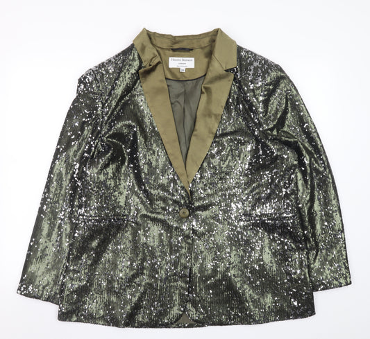 Helene Berman Women’s Green Sequin Blazer Jacket Size 20