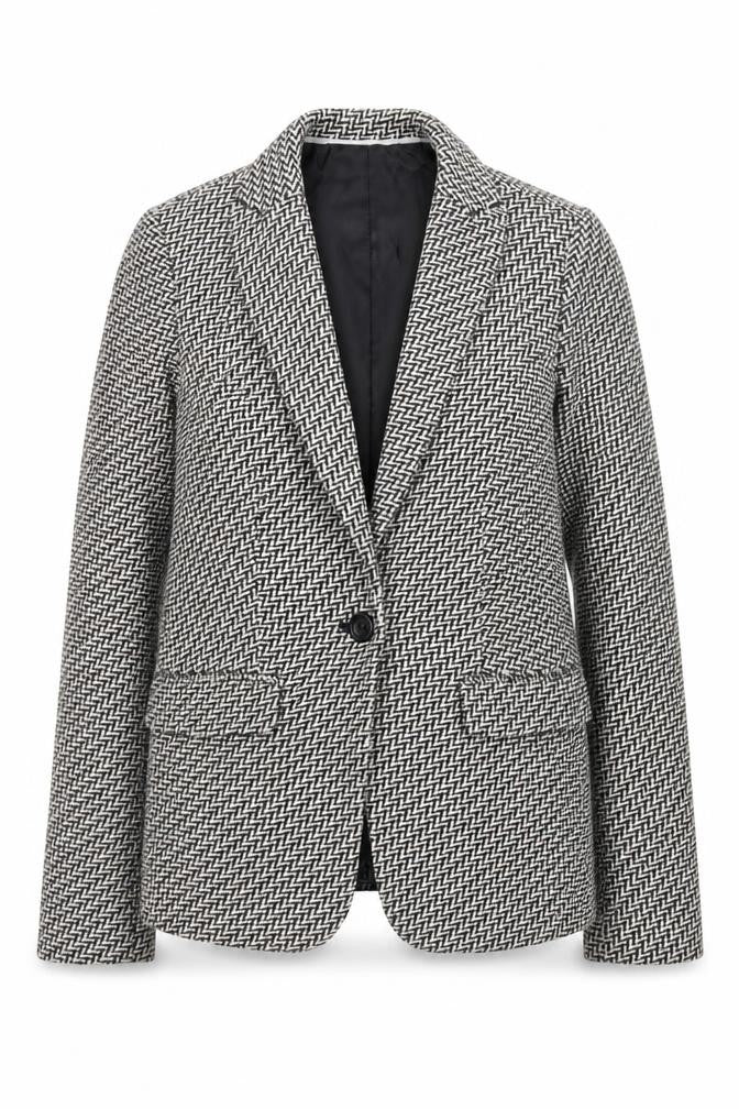 Front view of Next Women’s Black Herringbone Classic Blazer, size UK 6