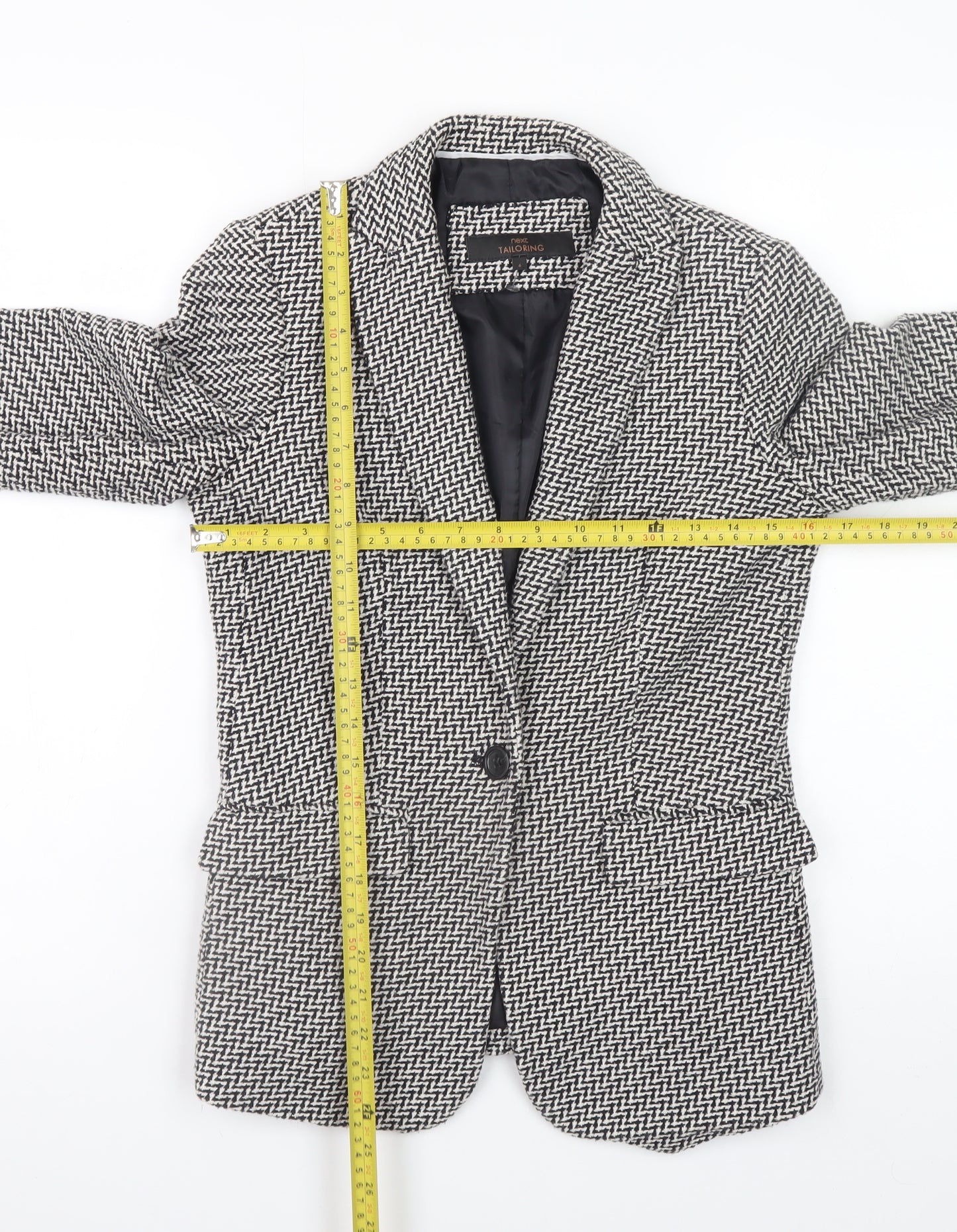 Next Women’s Black Herringbone Classic Blazer Size 6