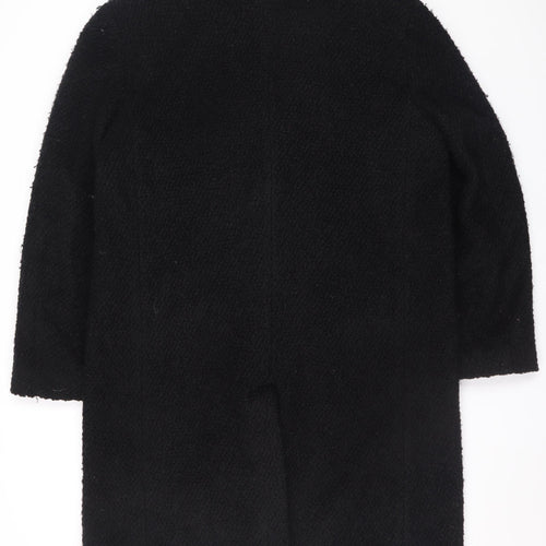 Zara Man Black Wool Blend Mens Mid-Length Overcoat L