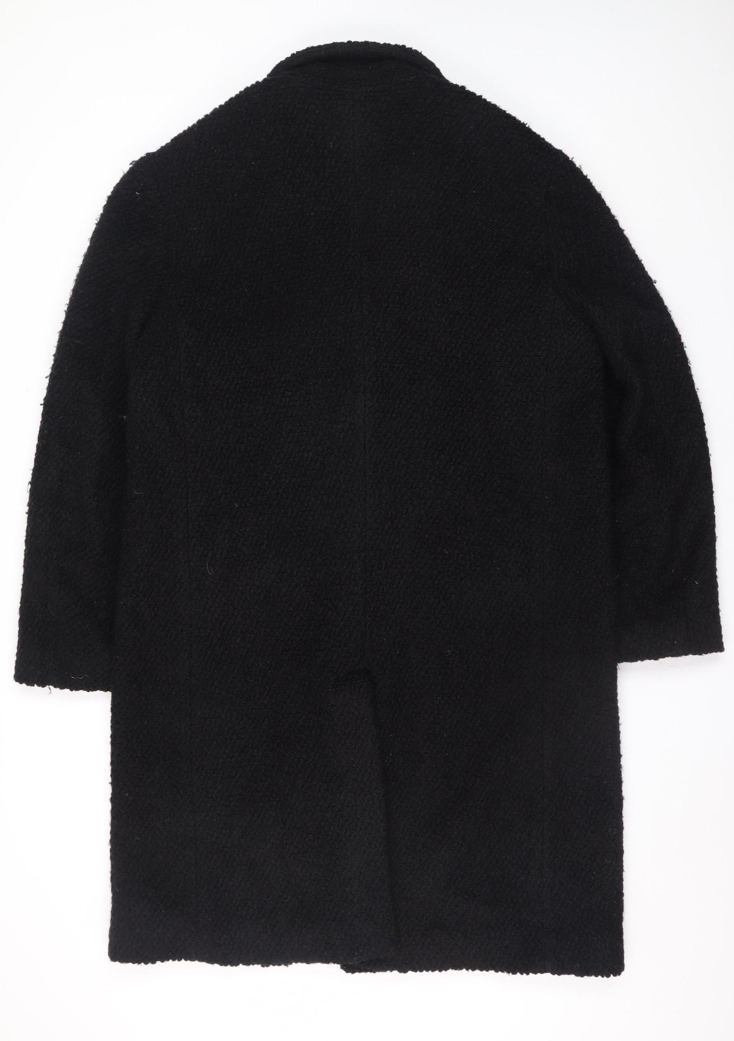 Zara Man Black Wool Blend Mens Mid-Length Overcoat L