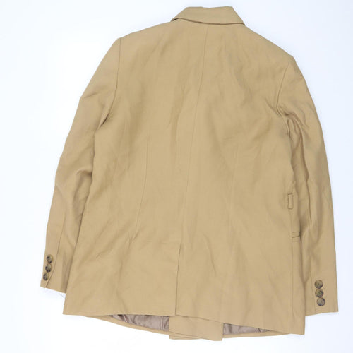 Topshop Women Beige Blazer UK 14 Regular Twill Double Breasted Jacket