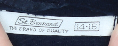 St. Bernard Womens Navy Full Zip Fleece Hoodie Size 14-16
