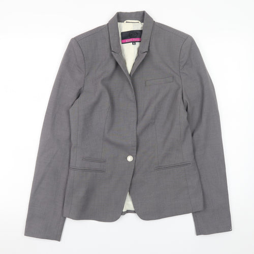 Next Womens Grey Slim Fit Blazer Jacket Size 8 Workwear