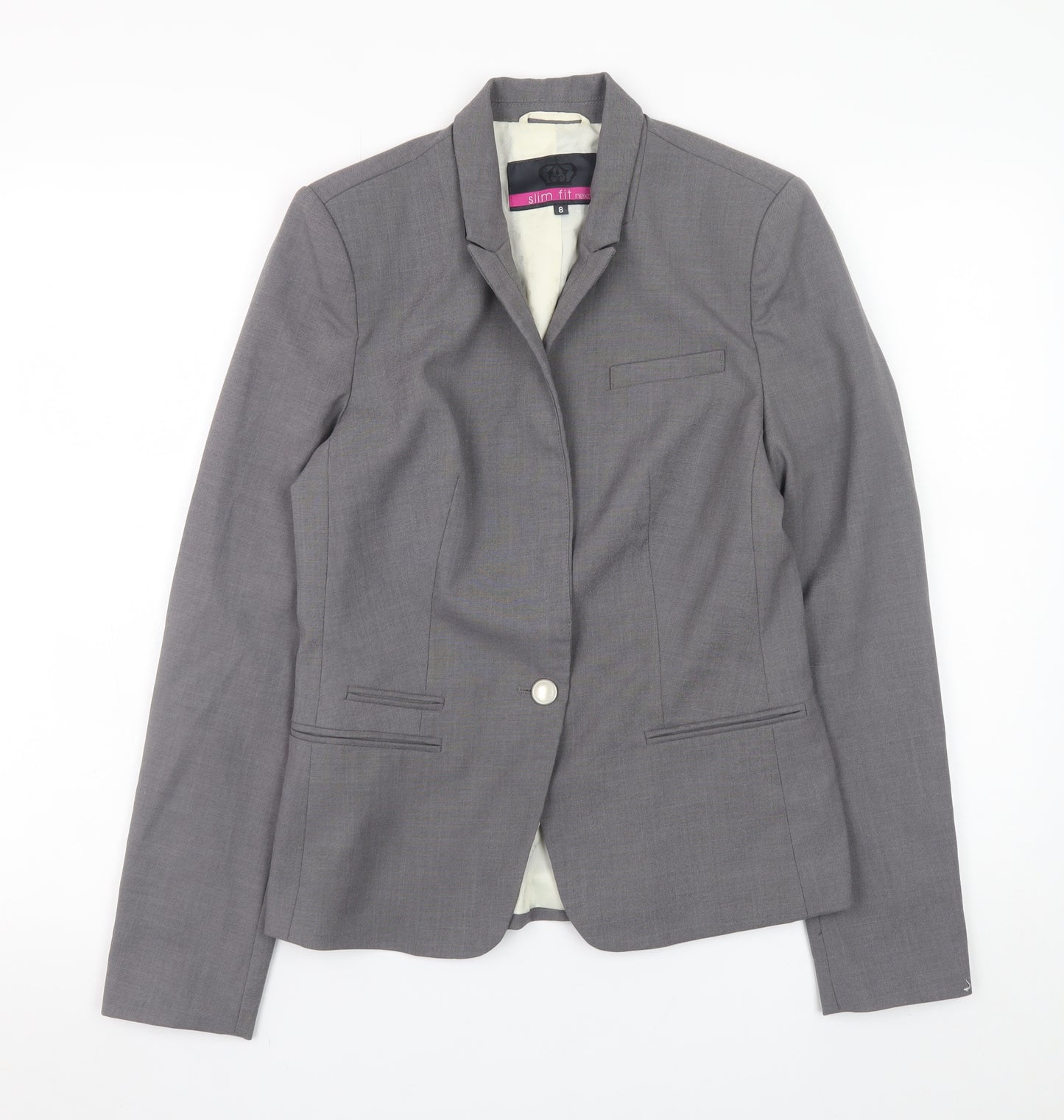 Next Womens Grey Slim Fit Blazer Jacket Size 8 Workwear