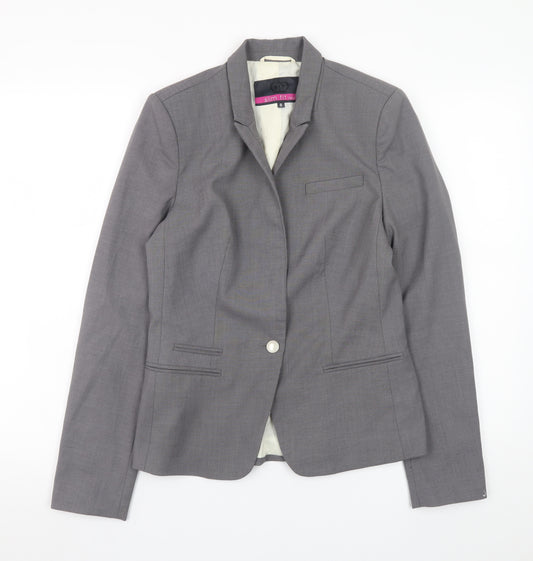 Next Womens Grey Slim Fit Blazer Jacket Size 8 Workwear