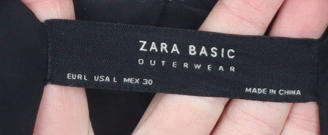 Zara Women Grey Wool Blend Tweed Mid-Length Overcoat Size 12
