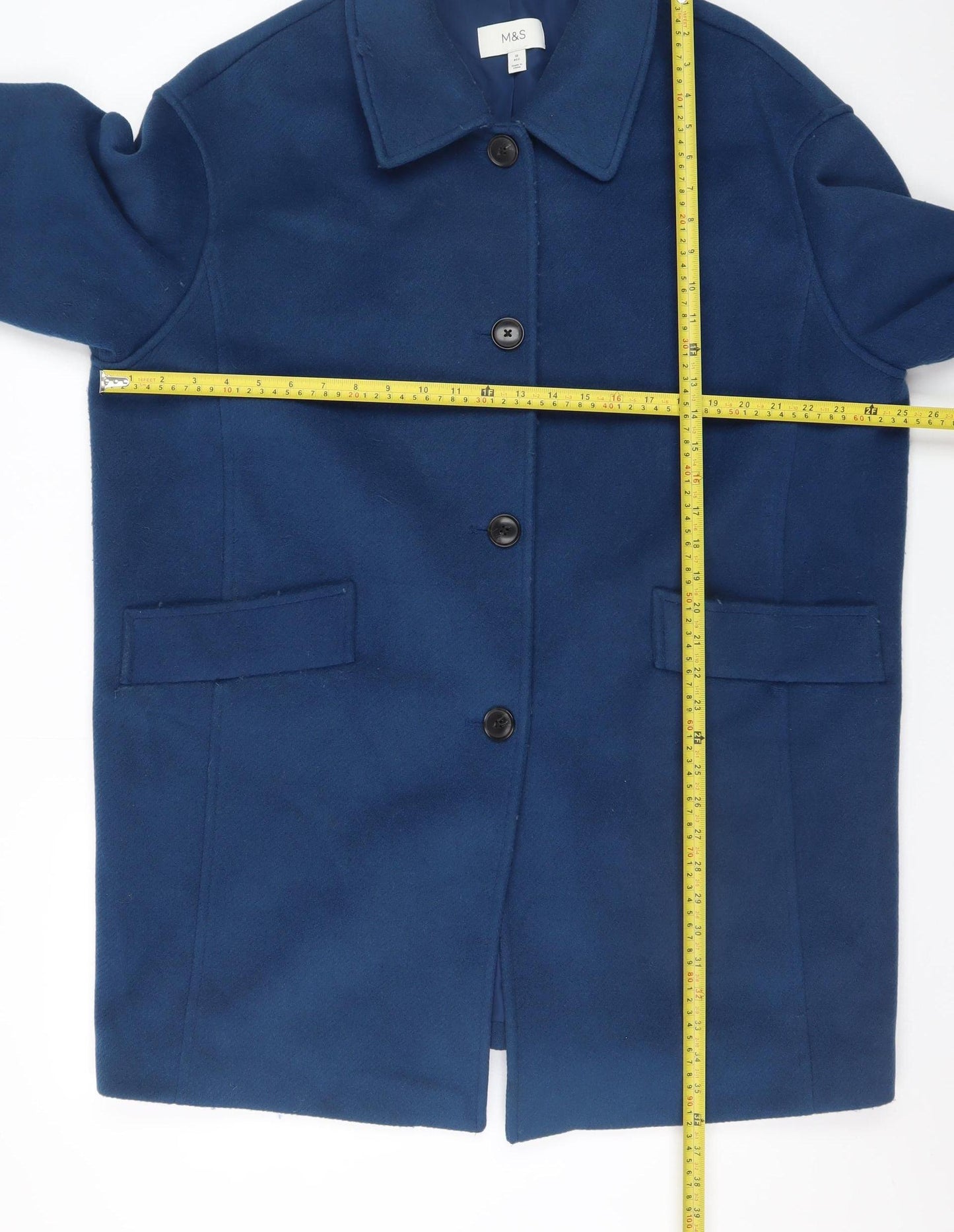 Marks and Spencer Women Blue Mid-Length Overcoat Size 18