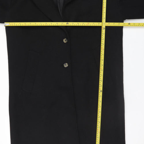H&M Women's Black Long Wool Blend Overcoat Size 8