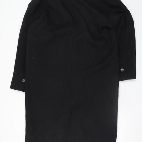 H&M Women's Black Long Wool Blend Overcoat Size 8