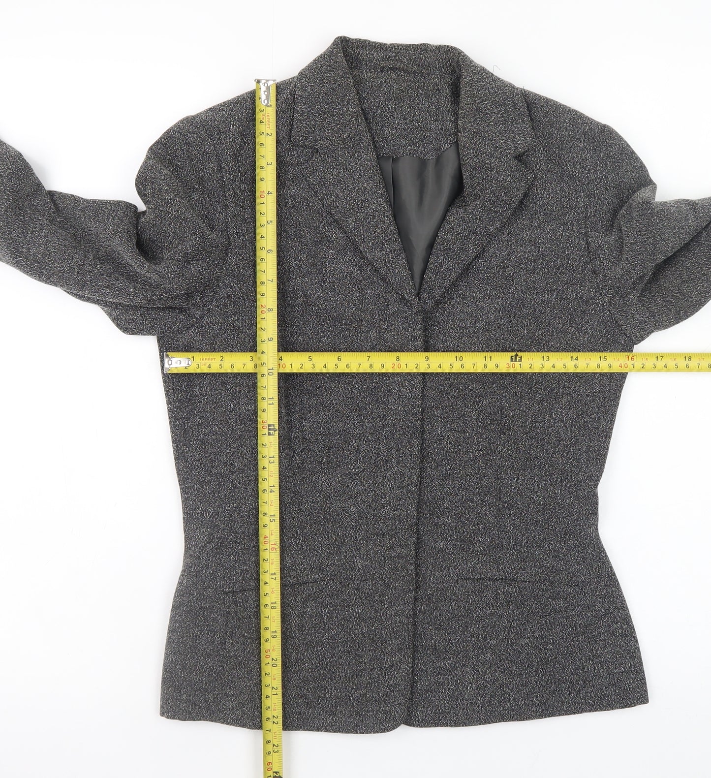 Principles Petite Women’s Grey Tweed Blazer Jacket Size 8