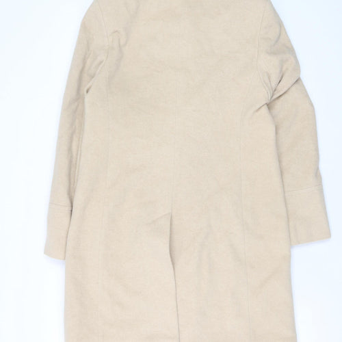 Next Women Beige Wool Blend Long Overcoat UK 14 Classic Style