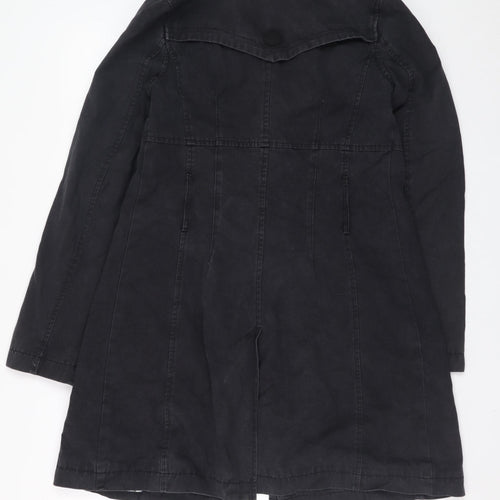 New Look Women’s Black Cotton Trench Coat Size 10 Long Sleeve Casual