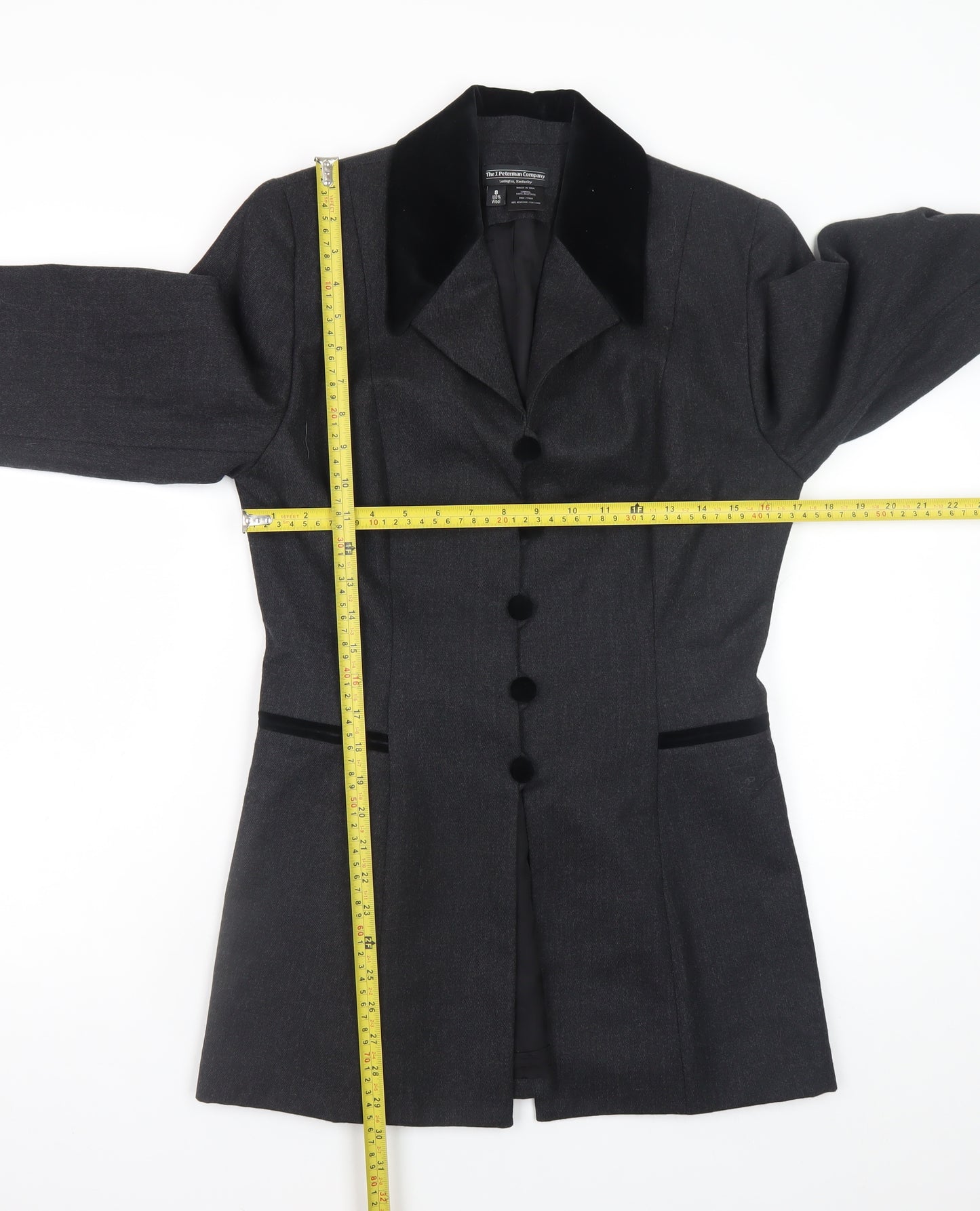 The J. Peterman Company Women’s Grey Wool Blazer Size 12 Formal Jacket