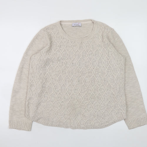Marks and Spencer Women Beige Cable Knit Cotton Jumper Size 12