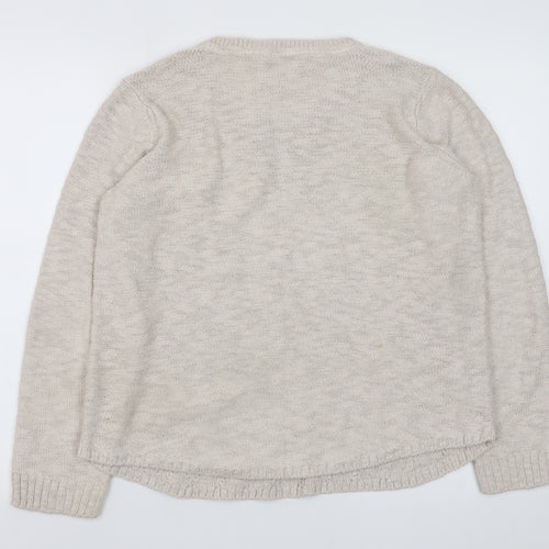 Marks and Spencer Women Beige Cable Knit Cotton Jumper Size 12