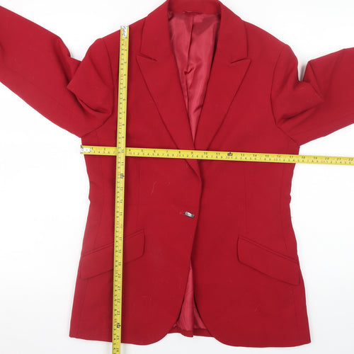 Next Women Red Blazer Jacket Size 12 Regular Lined Single Button