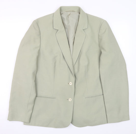Marks and Spencer Women Green Blazer Size 18 Classic Two Button Jacket