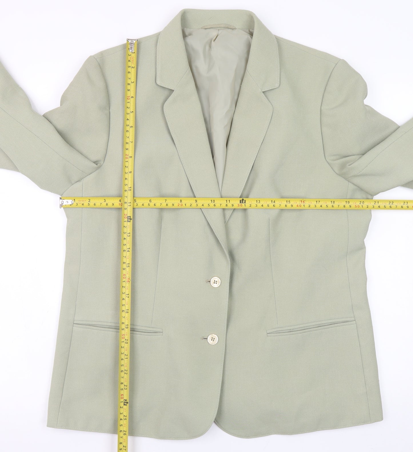 Marks and Spencer Women Green Blazer Size 18 Classic Two Button Jacket