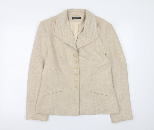Alex & Co Womens Beige Wool Blend Classic Blazer UK 14