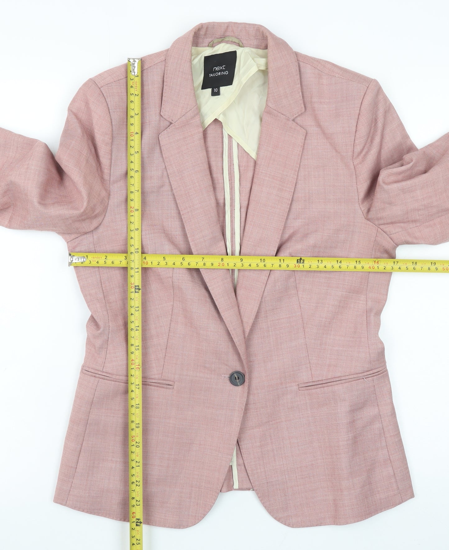 Next Women Pink Tailored Blazer Size 10 Classic Workwear Jacket
