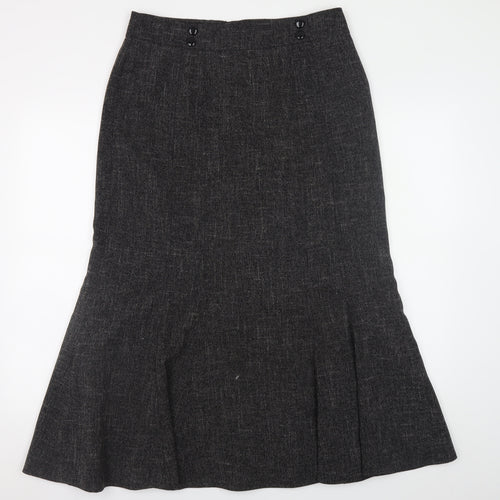 Viyella Women's Grey Midi Trumpet Skirt Size 12 Polyester Blend
