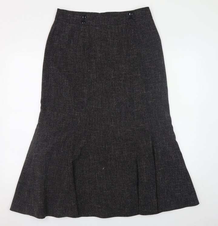 Viyella Women's Grey Midi Trumpet Skirt Size 12 Polyester Blend