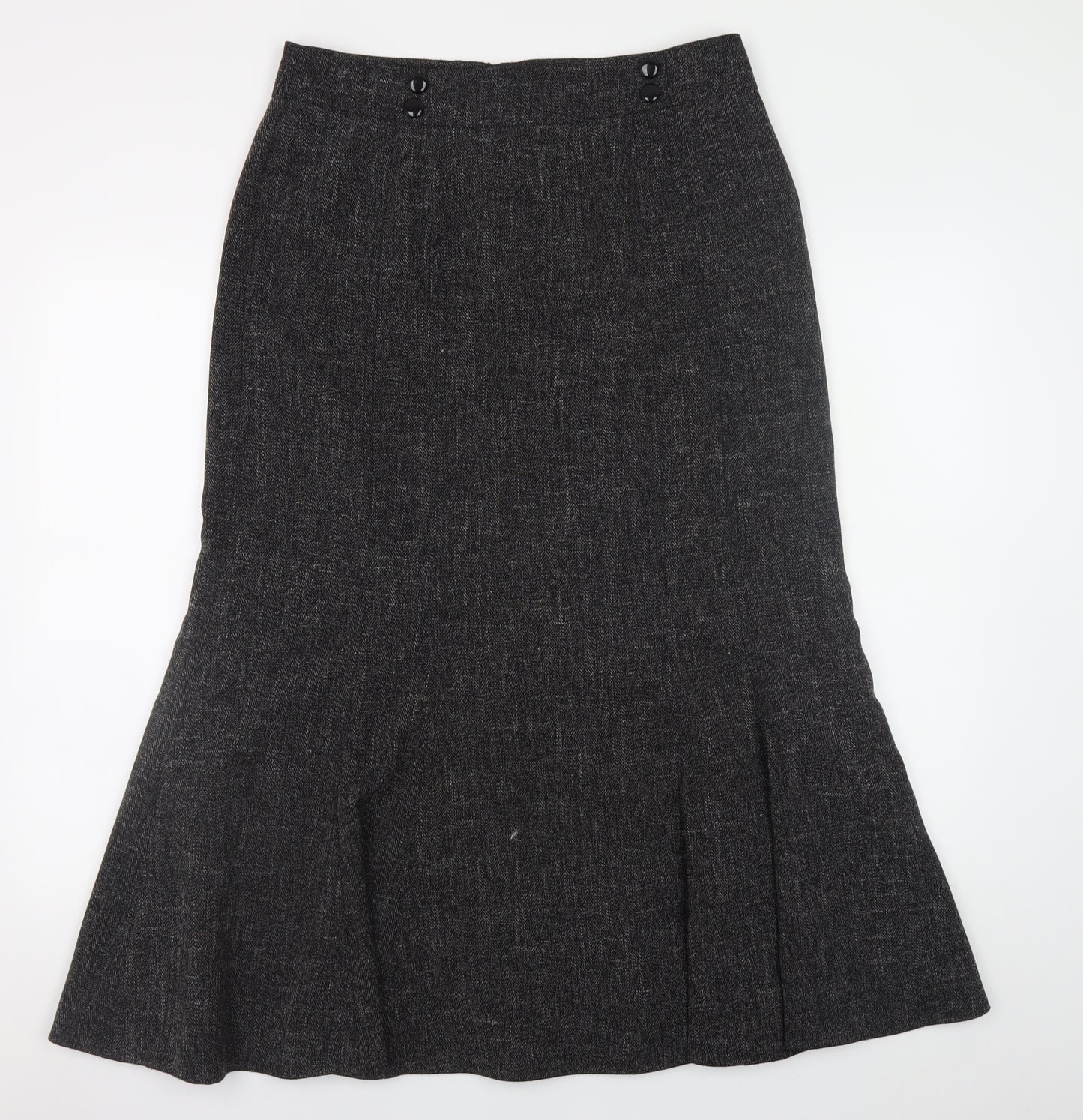 Viyella Women's Grey Midi Trumpet Skirt Size 12 Polyester Blend