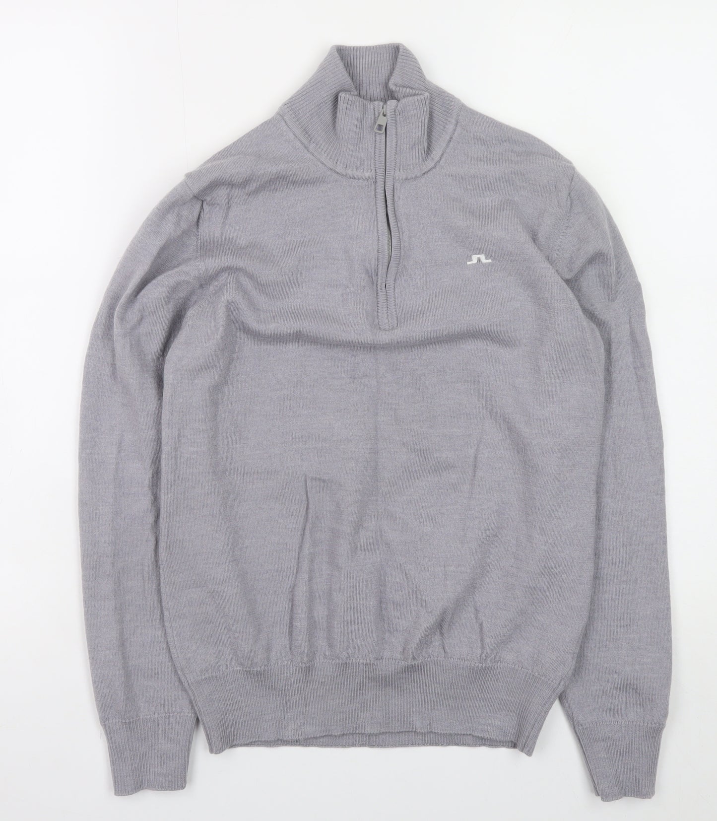 J.Lindeberg Boys Grey 1/2 Zip Merino Wool Pullover Sweater L