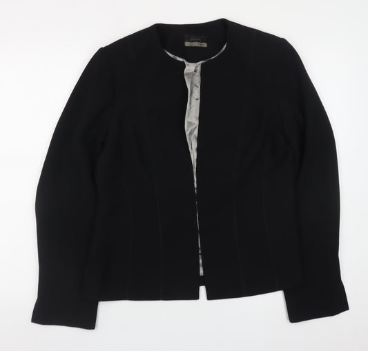 Principles Women Black Size 14 Collarless Lined Blazer Jacket