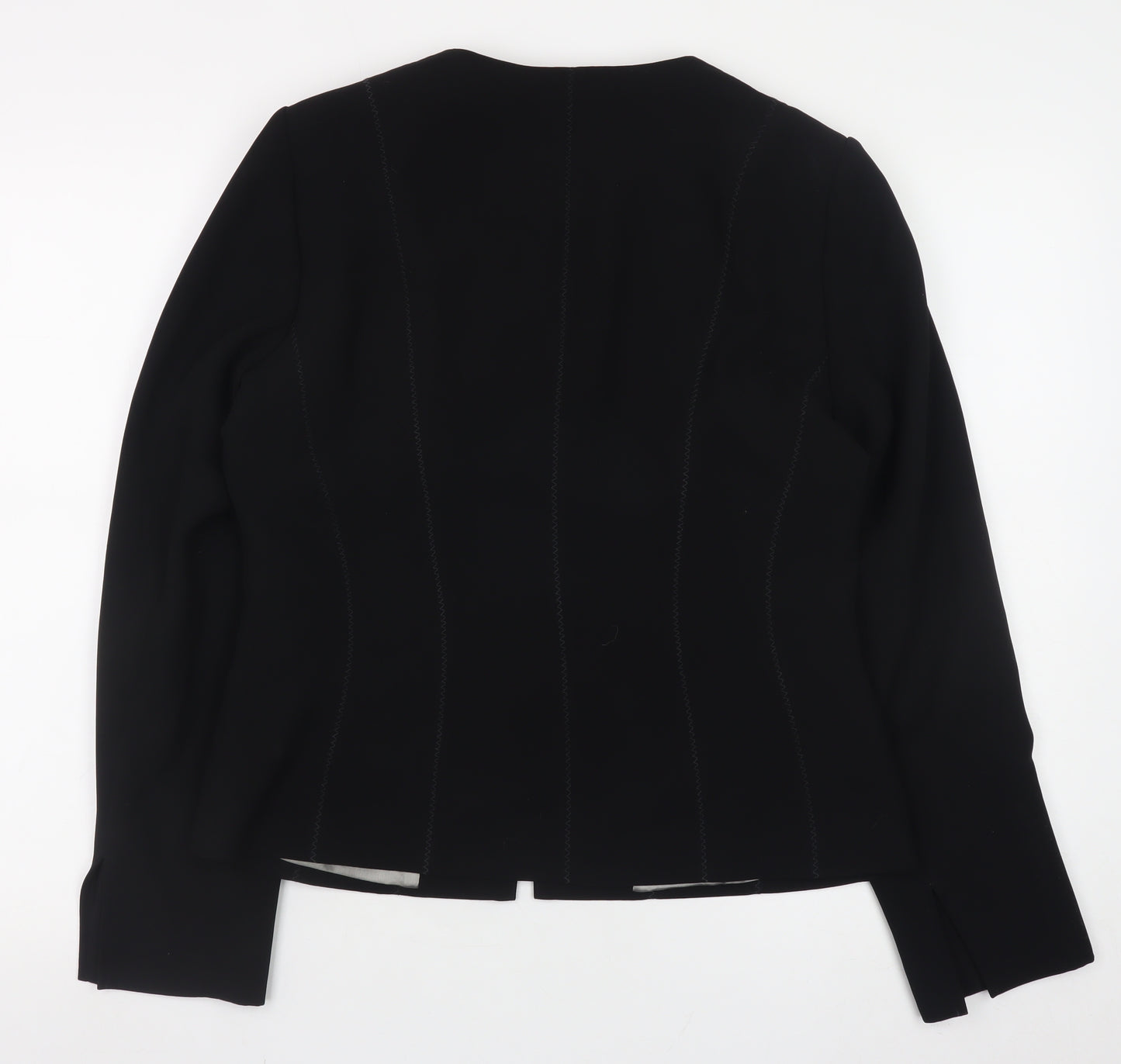 Principles Women Black Size 14 Collarless Lined Blazer Jacket